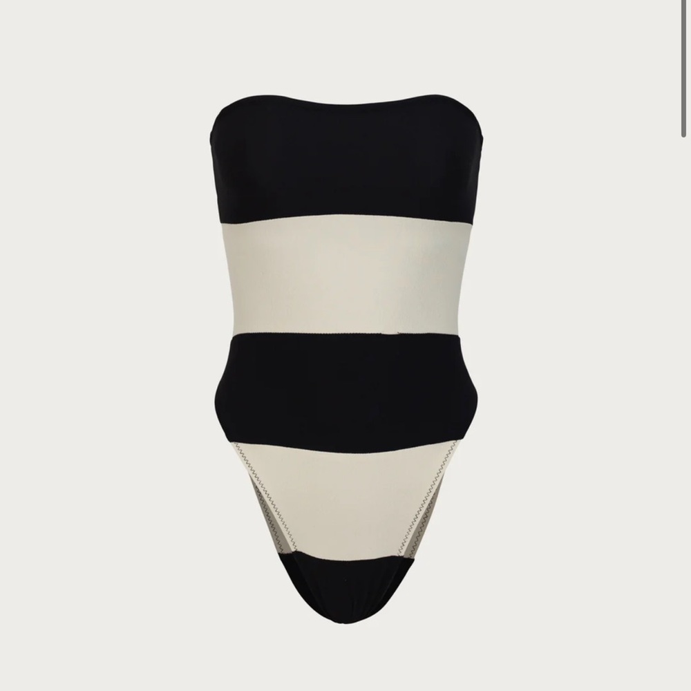 SAME LOS ANGELES SIZE L Black and White Strapless Swimsuit